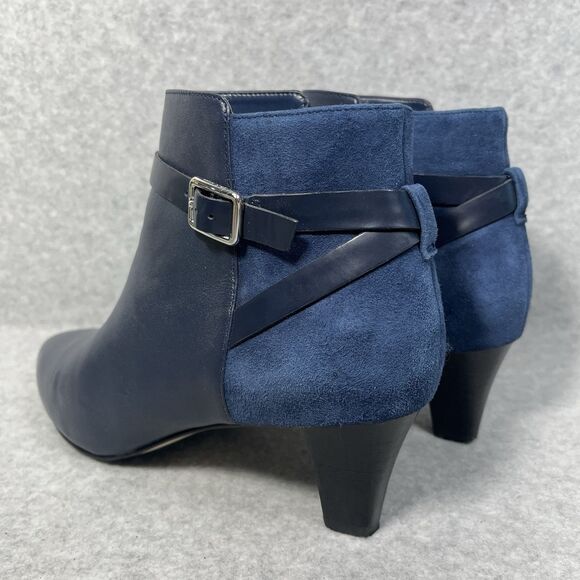 Cole Haan Sylvan Boot Women's 7B Mid Heel Bootie Blue Leather Pointed Signature - Picture 5 of 16